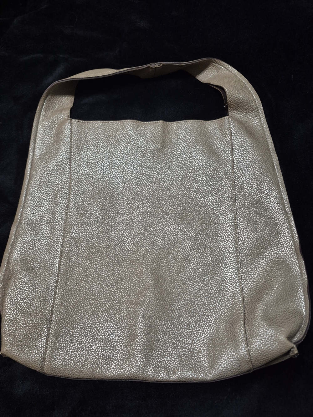 Neutral Metallic Pebbled Hobo Shoulder Bag